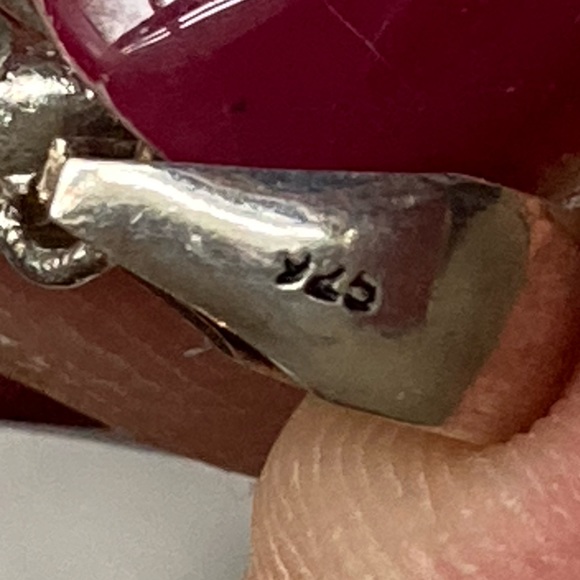 Large Turkish Ruby & Diamond Pendant. Vintage. - Picture 7 of 13